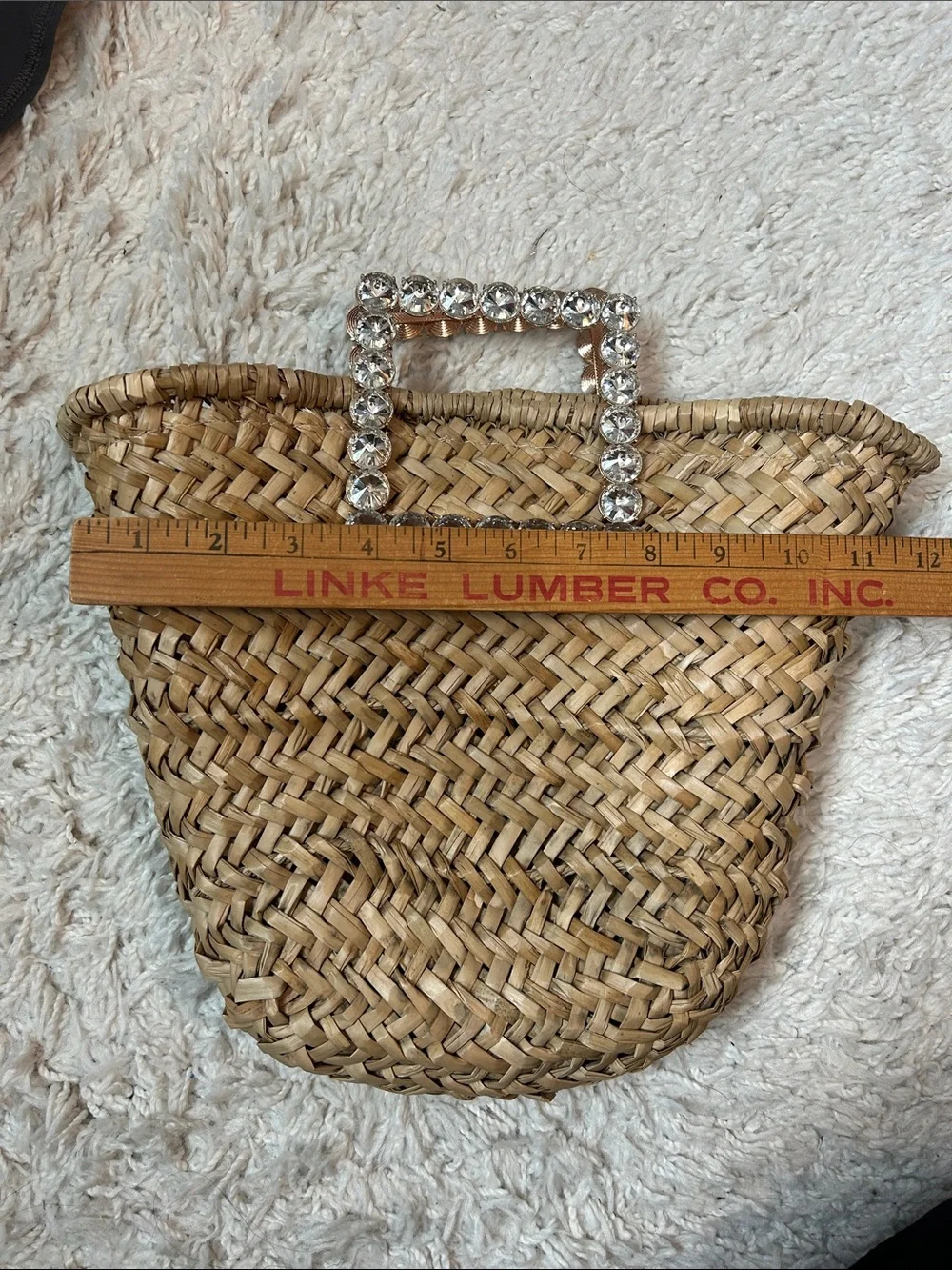 Urban Expressions Natural Straw Tote with Rhinestone Square Handle - Picture 6 of 8